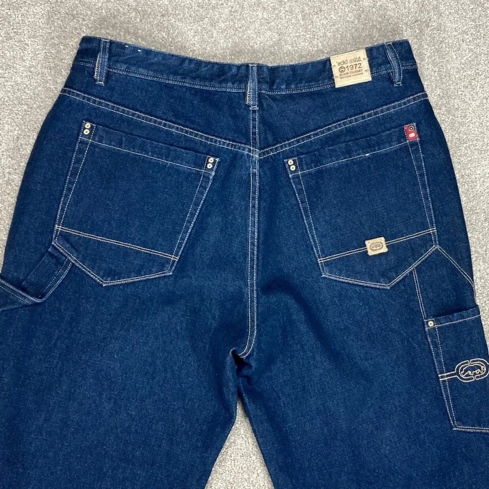 Ecko Unltd Foundry Baggy Carpenter Jeans Mens Sz 36 Dark Wash Wide Leg Denim